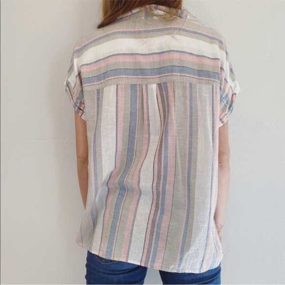 Sanctuary Boxy Linen Striped Button Down Top - Picture 3 of 7